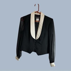 J.R. Nites Petites by Caliendo Tuxedo Short Waist Tailored Fit Jacket Top Size 8